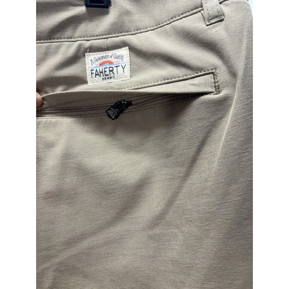 Faherty All Day Shorts Performance Stretch Chino Mens Khaki Drawstring Sz 36